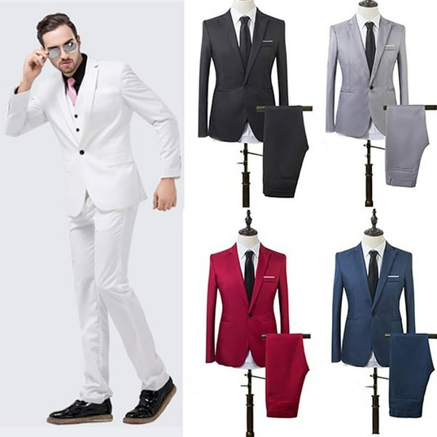 Groomsman Wedding Mens Grid Suits 3 Pcs Slim Fit Coat Vest Pants One Botton New 